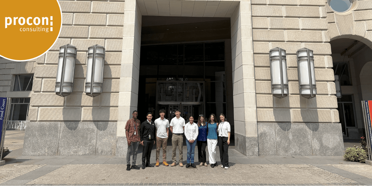 Interns infront of Reagan Building in DC