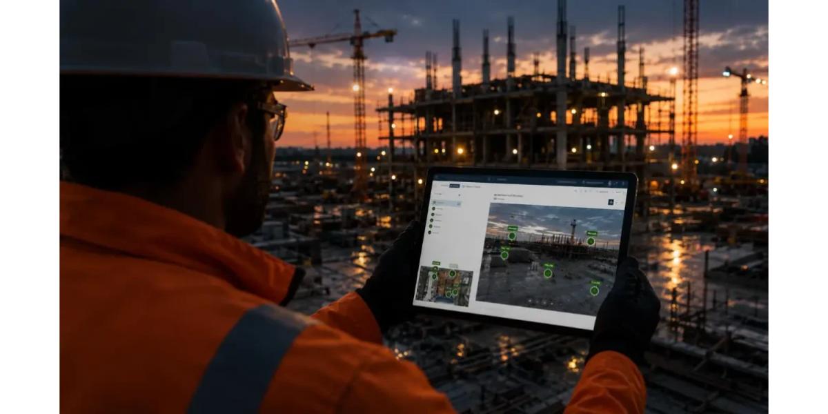 kCapture in use on at an active construction site at sunset.